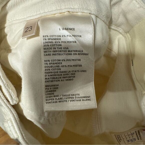 Revolve L'Agence Lorde Super High Rise Flare Jeans in Vintage White Size 23 - Picture 9 of 10